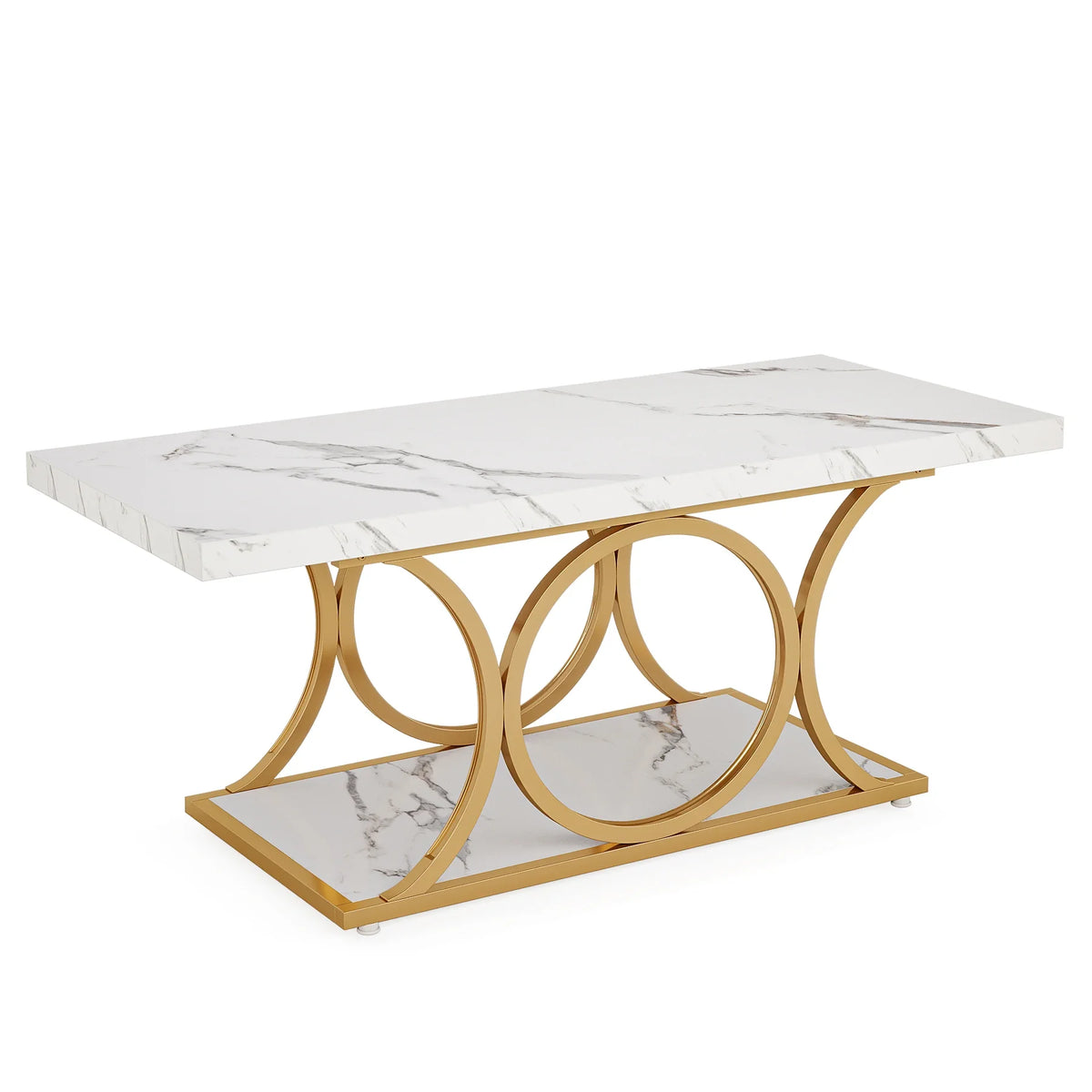Tribesigns Modern Rectangle Two Tier Faux Marble Wood Coffee Table