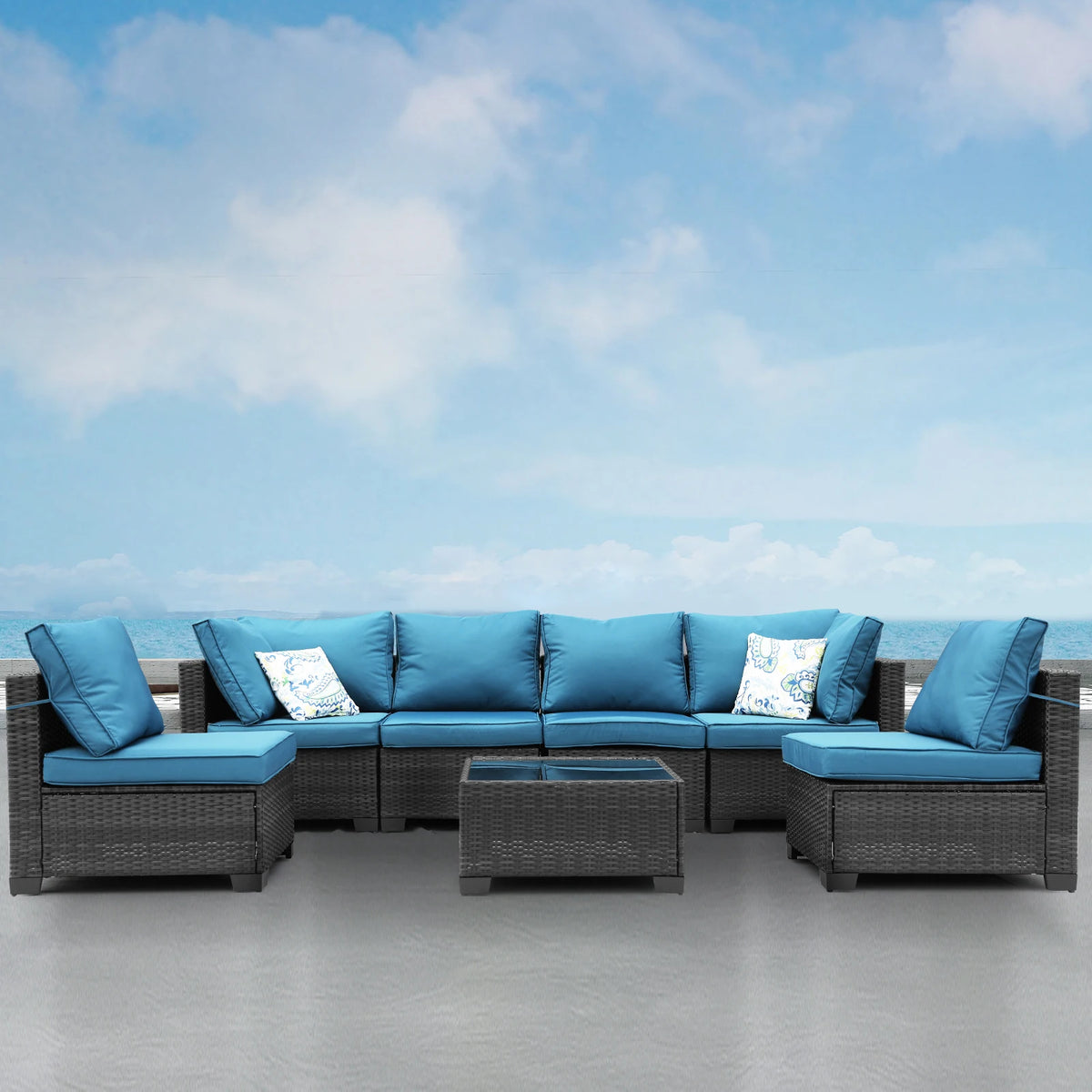 Outdoor Wicker Patio Conversation Furniture Set For Backyard