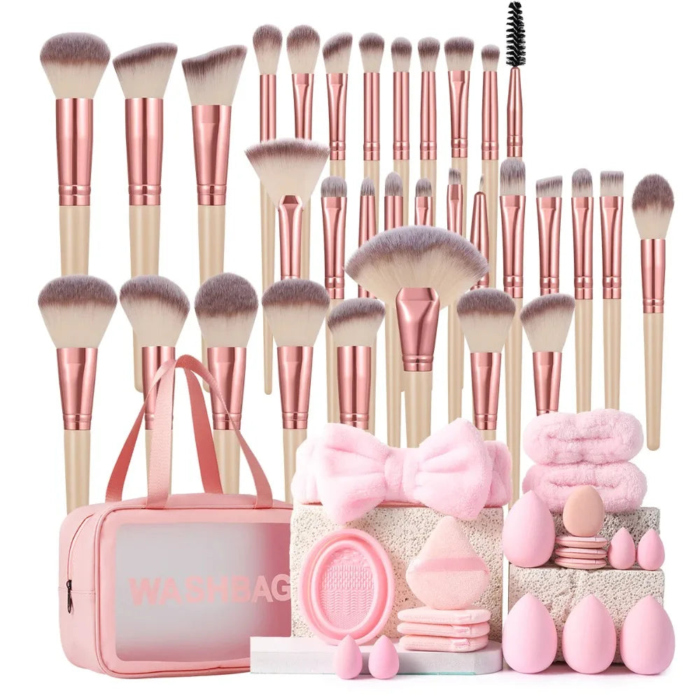 53PCS Makeup Tools:1PC cosmetic bag+32PCS Makeup brush set+8PCS Makeup Sponges+8PCS Powder Puffs+4PCS Makeup Tools