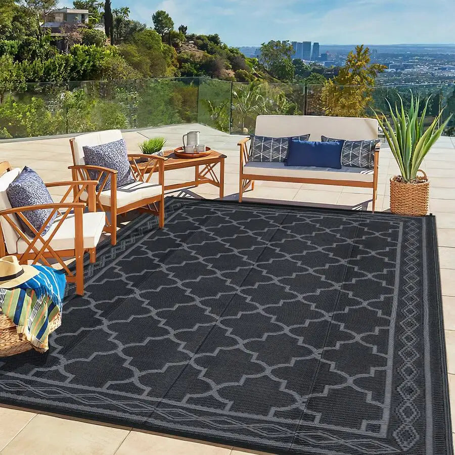 Geometric Outdoor Rug Waterproof Patio Mat For Balcony RV Beach