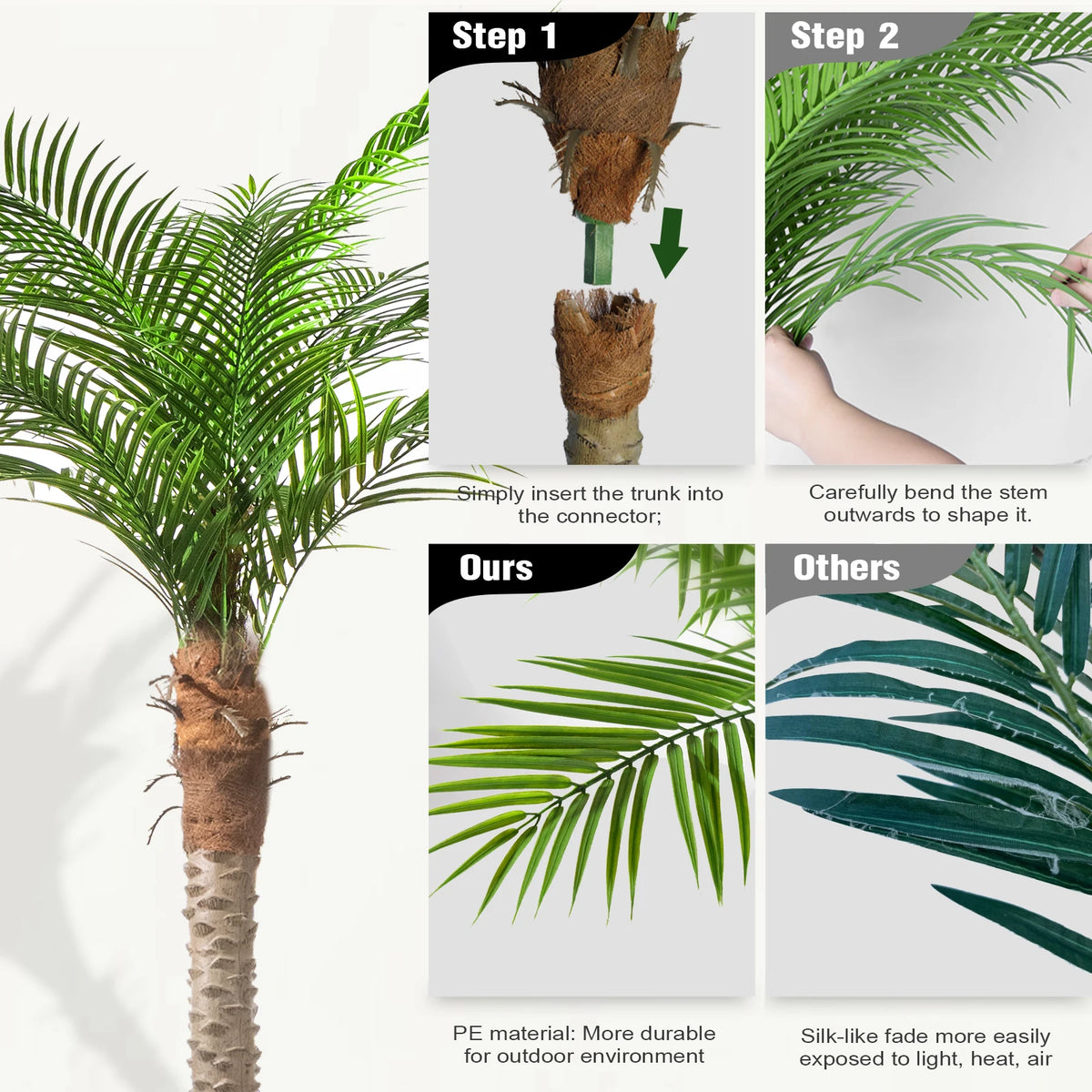 Olitree Artificial Golden Cane Palm Tree For Indoor Outdoor Decor