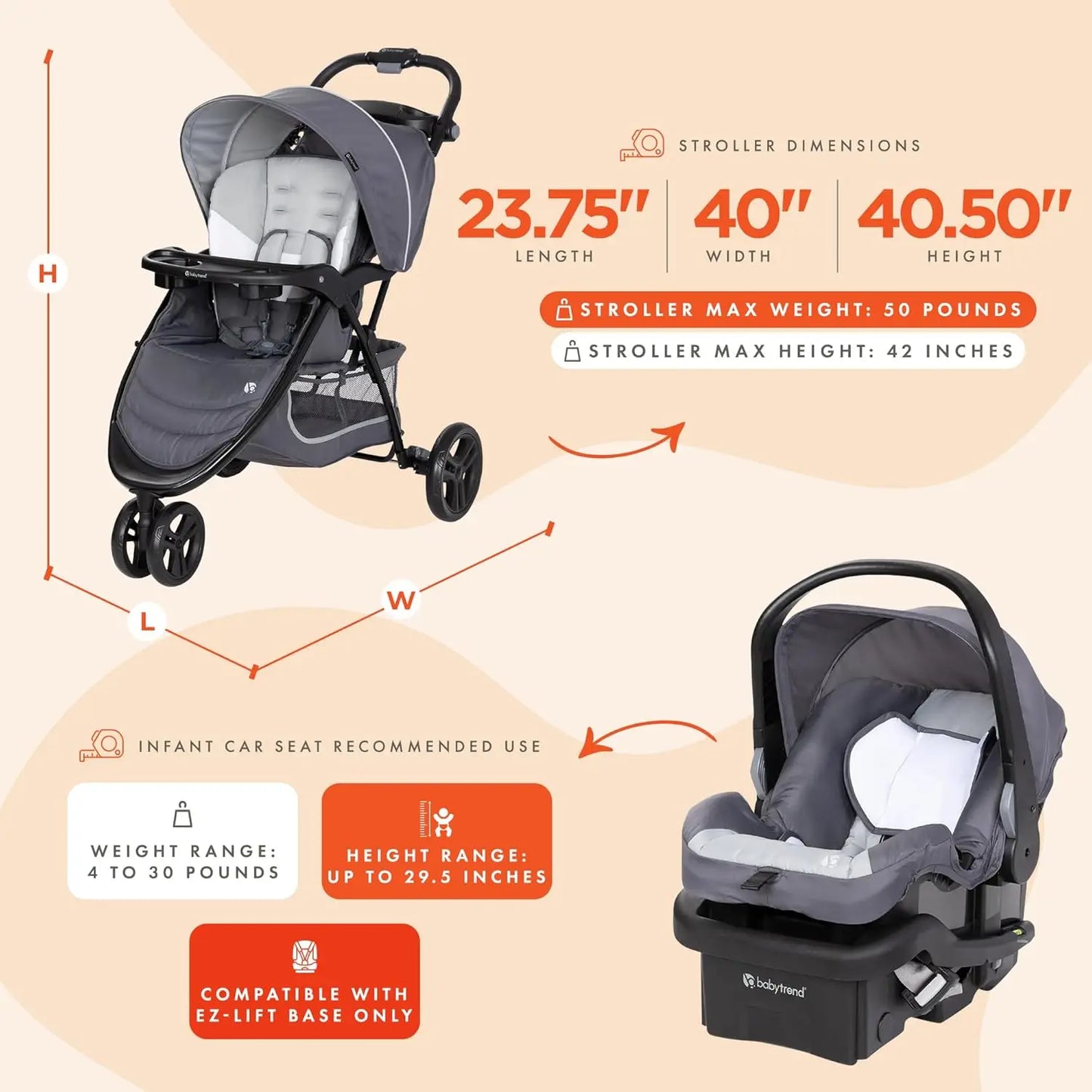 Baby Trend EZ Ride Travel System With Infant Car Seat