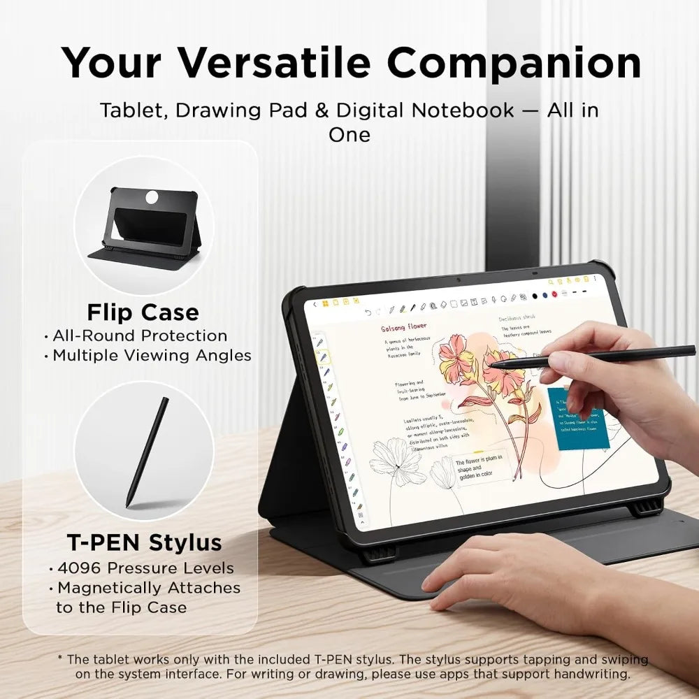 Digital Notebook With 4096 Level Stylus Case Android 15 64GB Storage