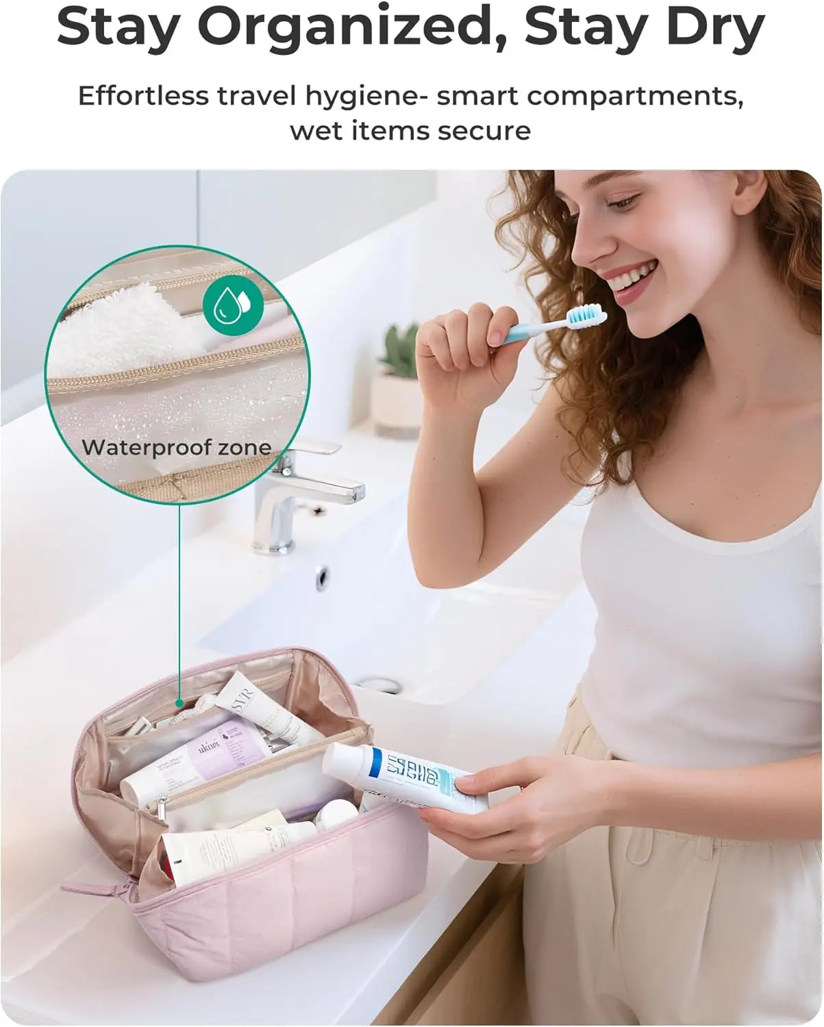 Travel Makeup Bag For Women Portable Water Resistant Cosmetic Case