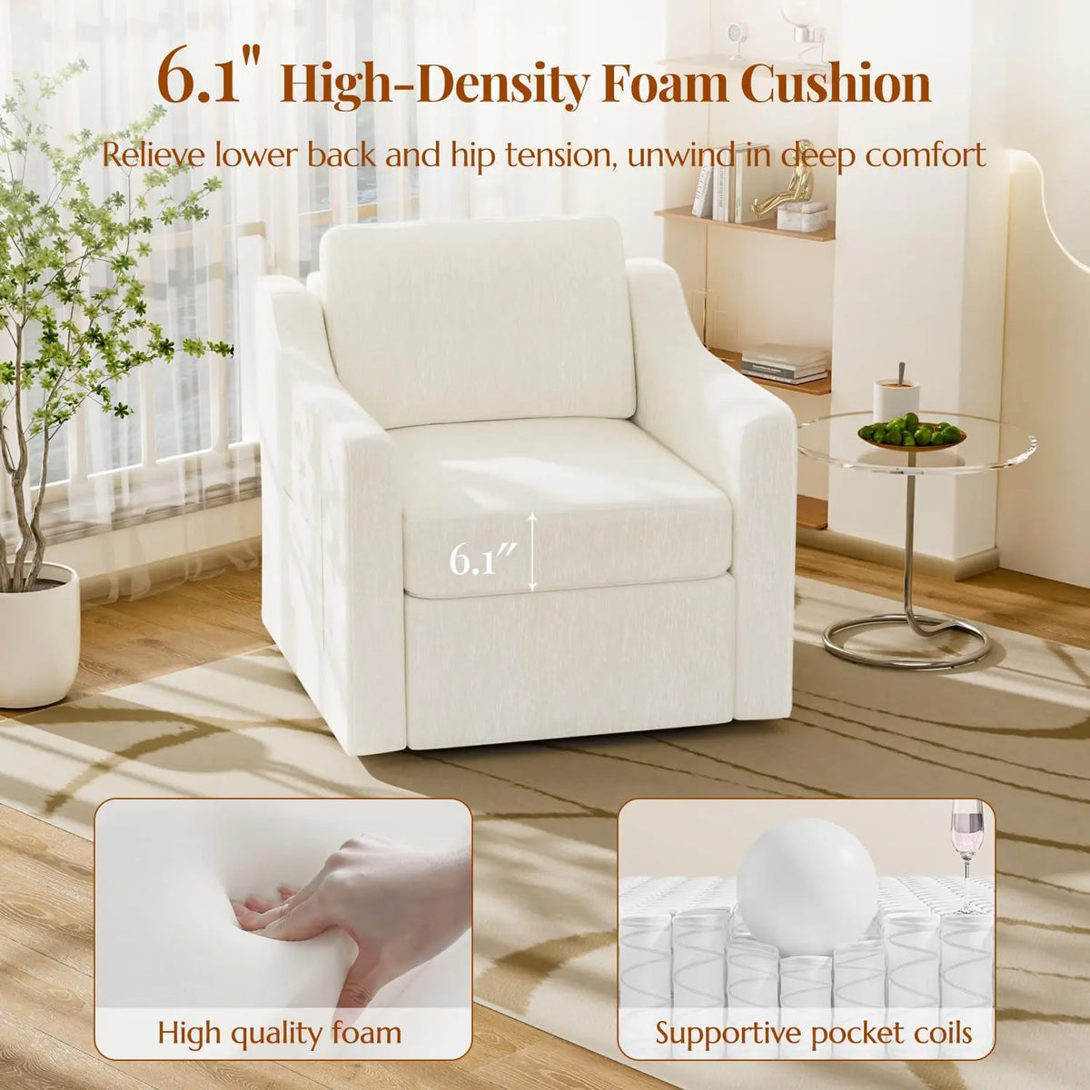 360 Degree Swivel Accent Chair for Comfortable Living Rooms