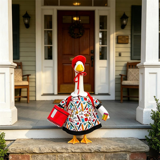 Apple Print Porch Goose School Outfit With Hat And Bag
