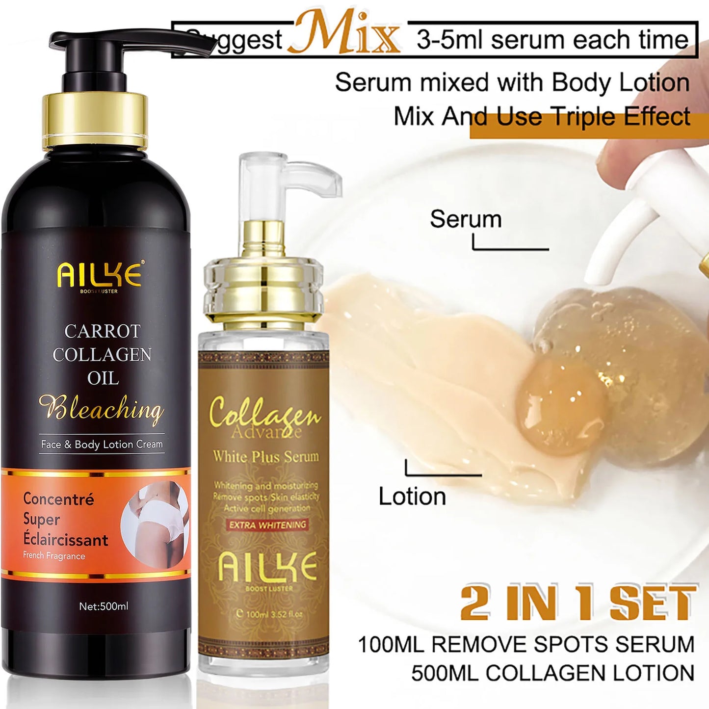 AILKE Whitening Face Serum With Organic Collagen For Even Tone