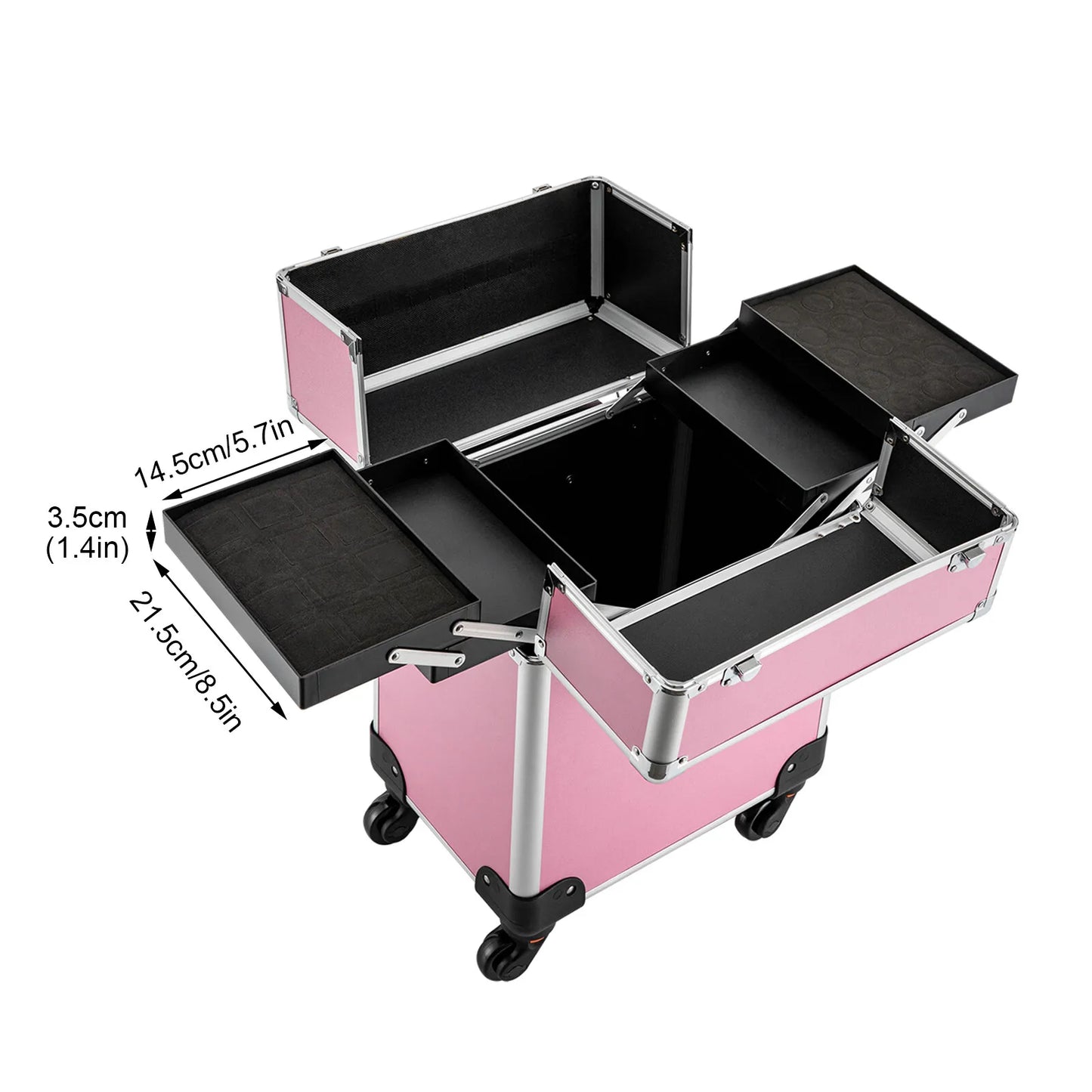 Professional Rolling Makeup Train Case With Wheels And Locks