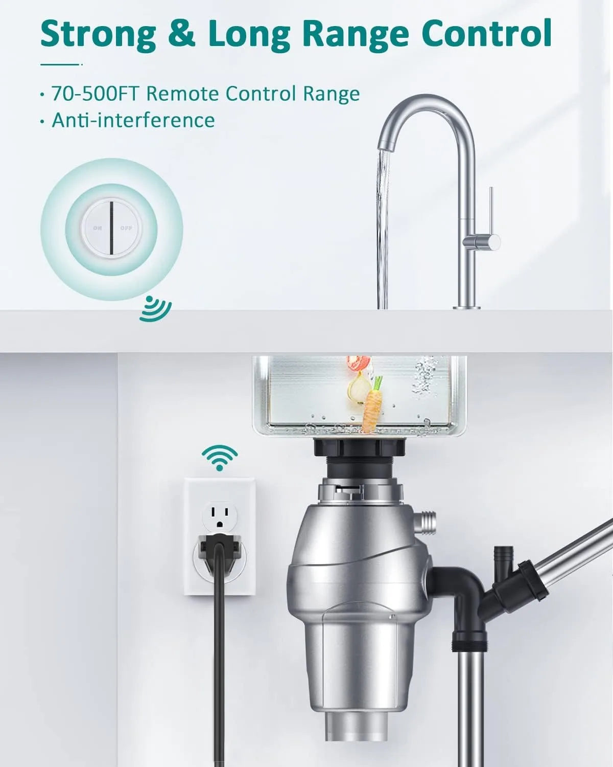 Garbage Disposal Air Switch With RF Range Magnetic Base Plug