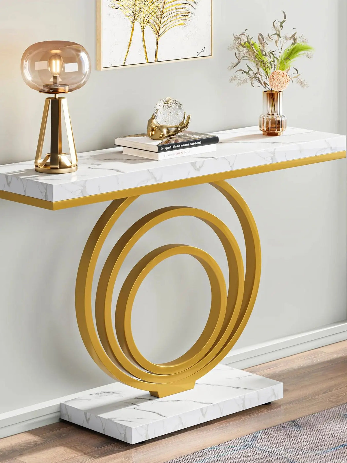 Tribesigns Modern Console Table With Unique Ring Design