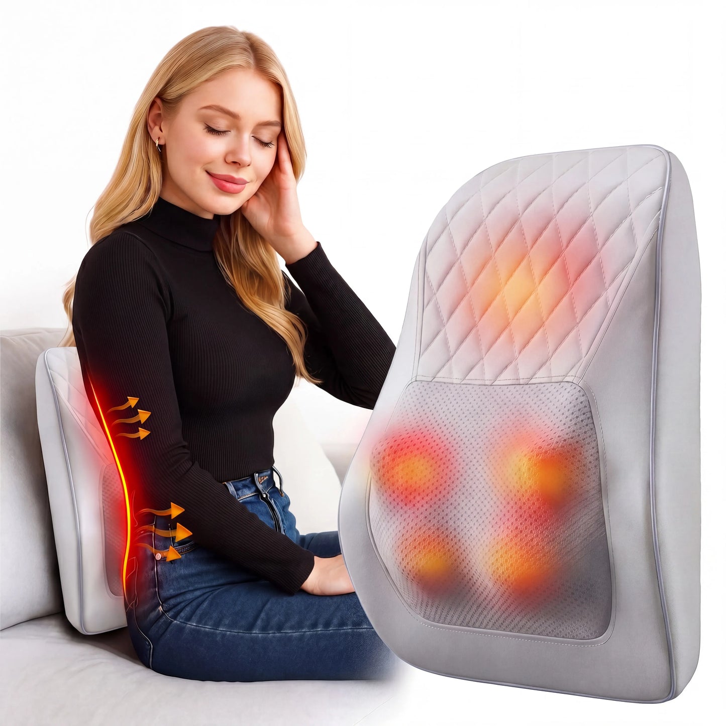 HIMOUTA Neck And Back Massager With Heat 3D Kneading Pillow
