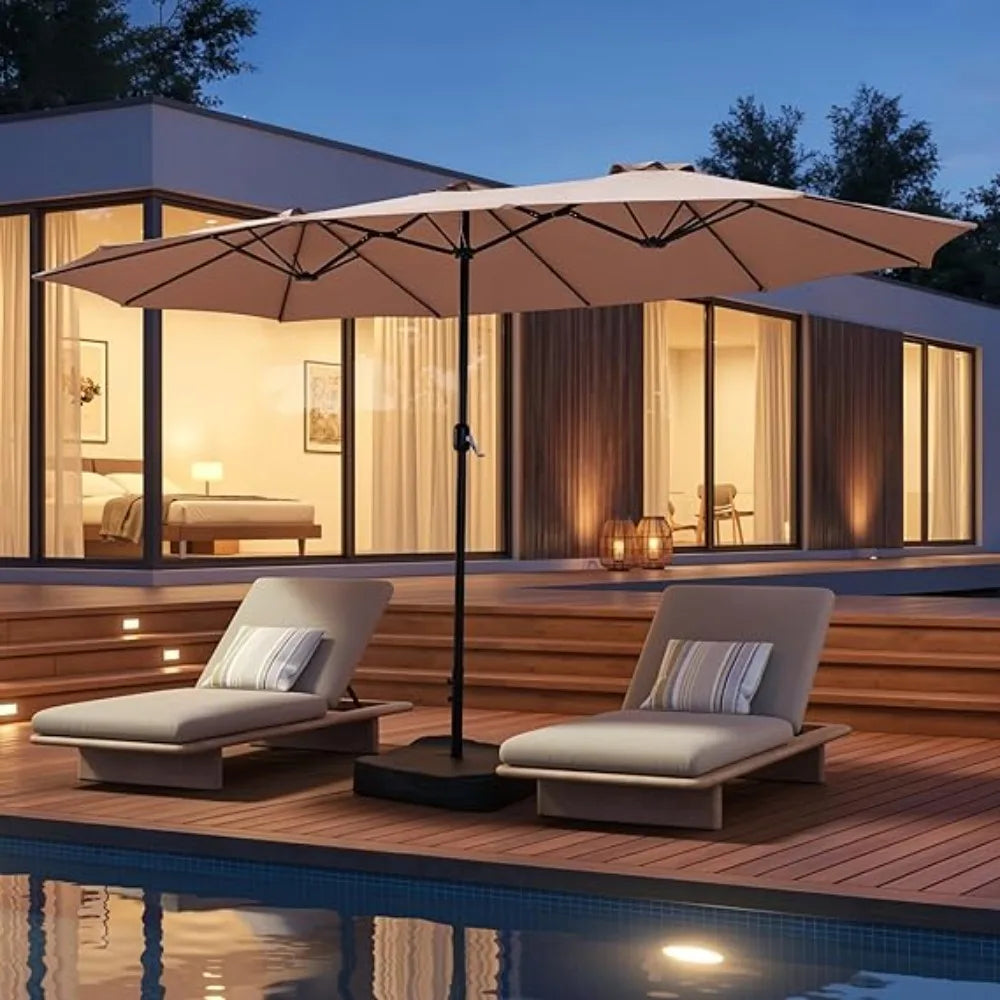 Patio Umbrella With Base Included Crank Handle For Outdoor Use