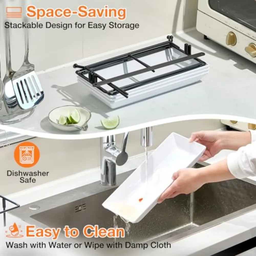 Foldable Metal Serving Tray Set Party Snack Stand Display Rack