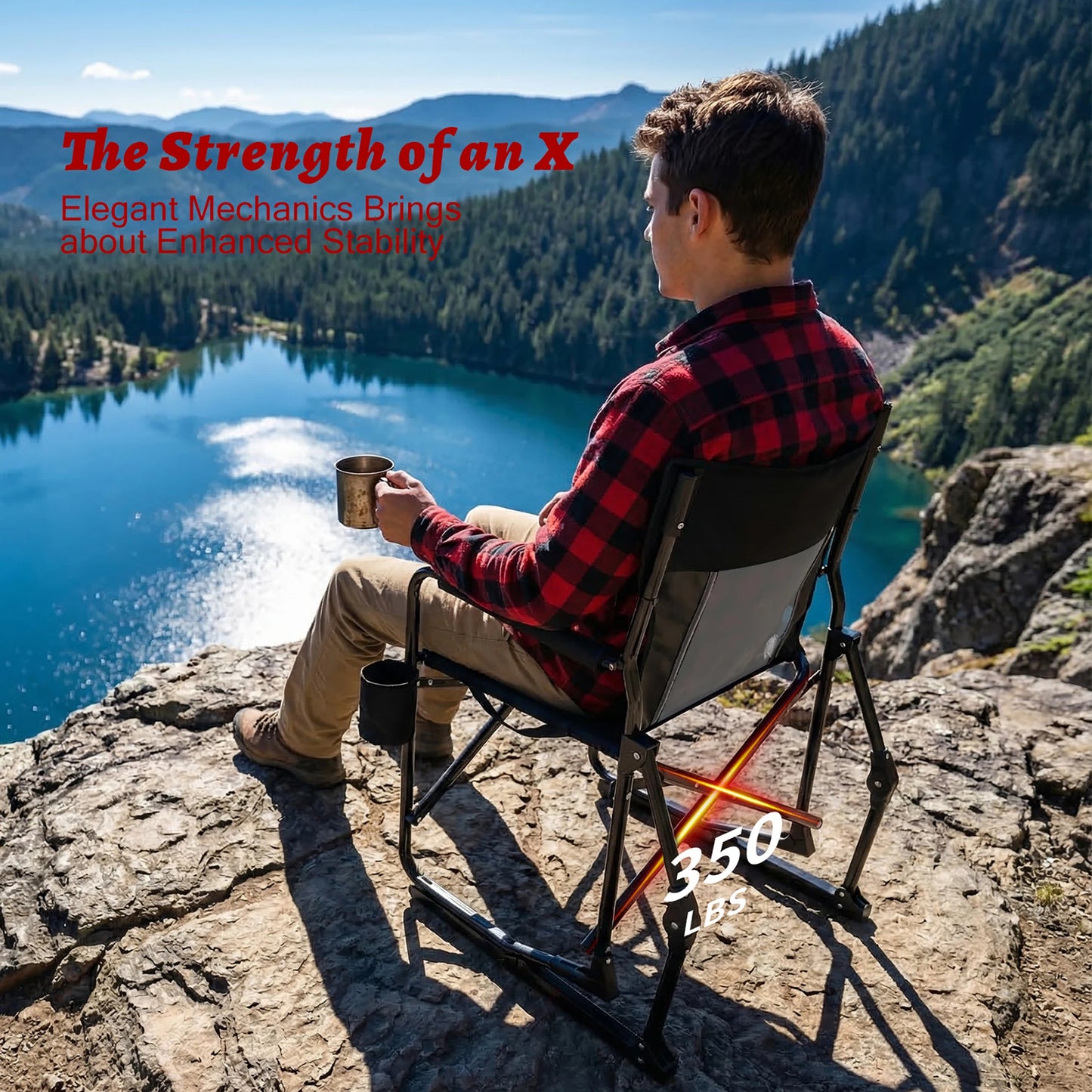 JHK Outdoor Folding Rocking Chair With Mesh Back Portable Patio