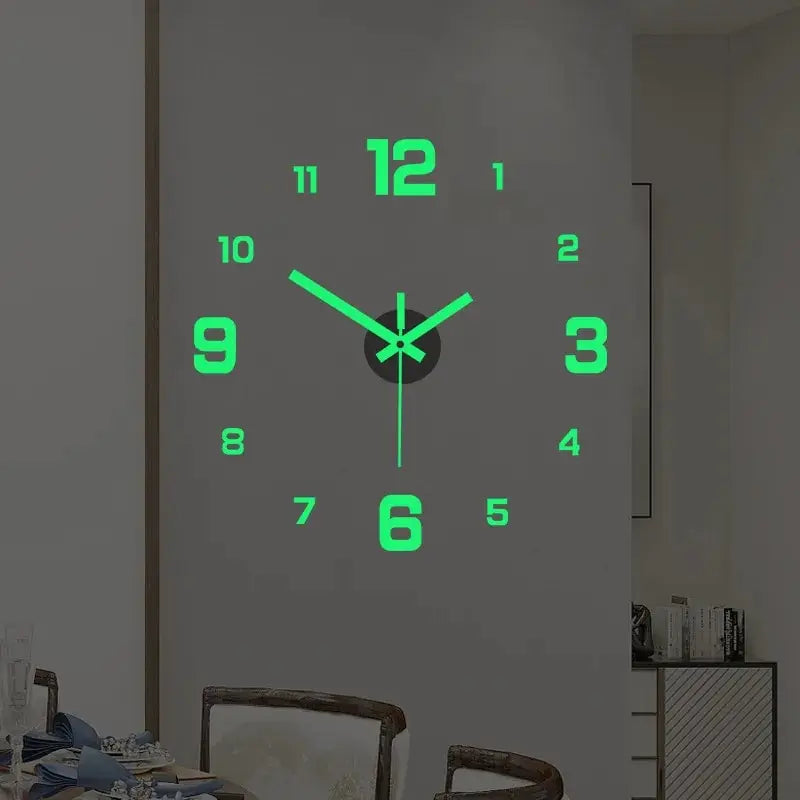 EW Creative Luminous Digital Clock European Style DIY Silent Wall Clock