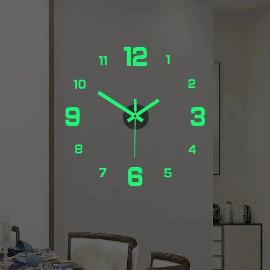 EW Creative Luminous Digital Clock European Style DIY Silent Wall Clock