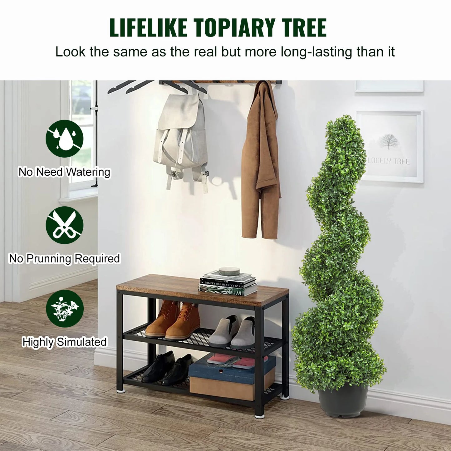 Artificial Boxwood Spiral Topiary Outdoor Garden Decor Plant
