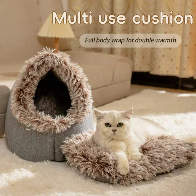 Soft Warm Cave Pet Bed Cozy Polyester House For Pets