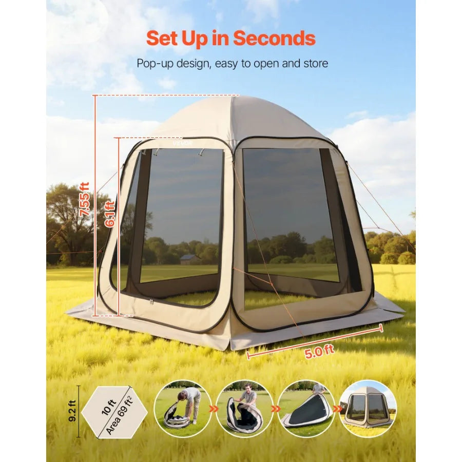 Screen House Tent Pop Up Canopy With Netting Sides Garden