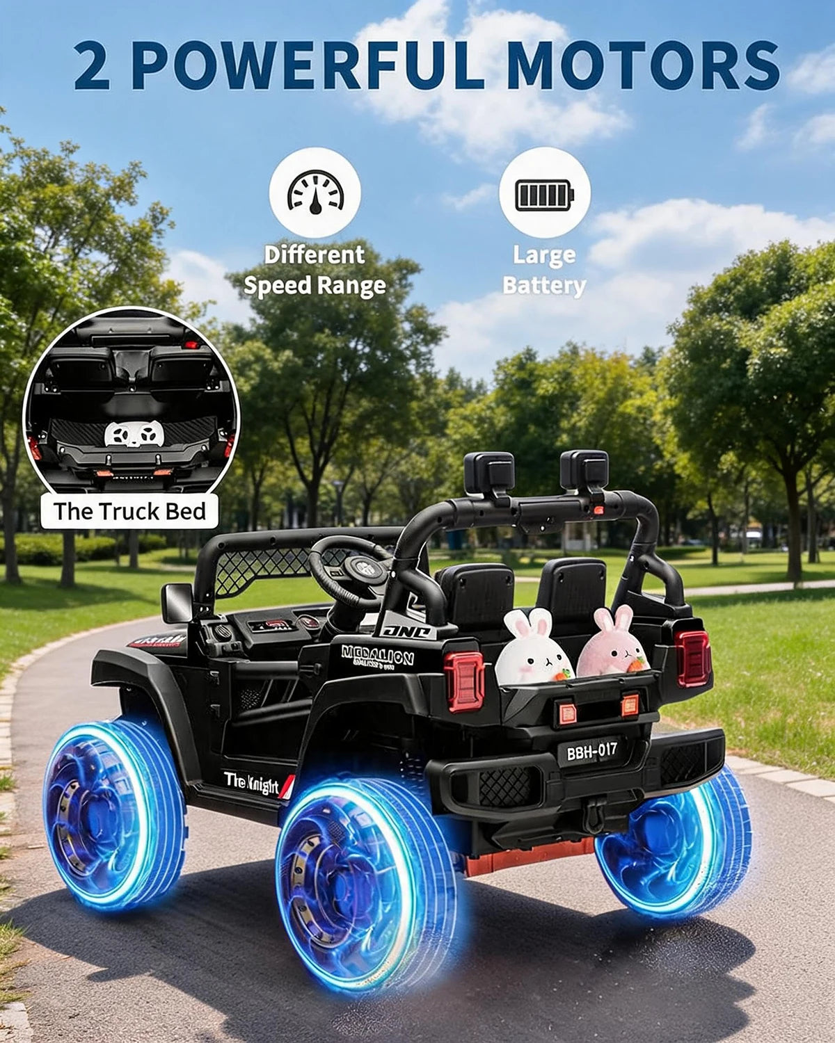 12V Kids Ride On Truck With Parent Remote, 2x550W Motors, 3 Speeds, Spring Suspension, Bluetooth Music, LED Lights Ages 2-8