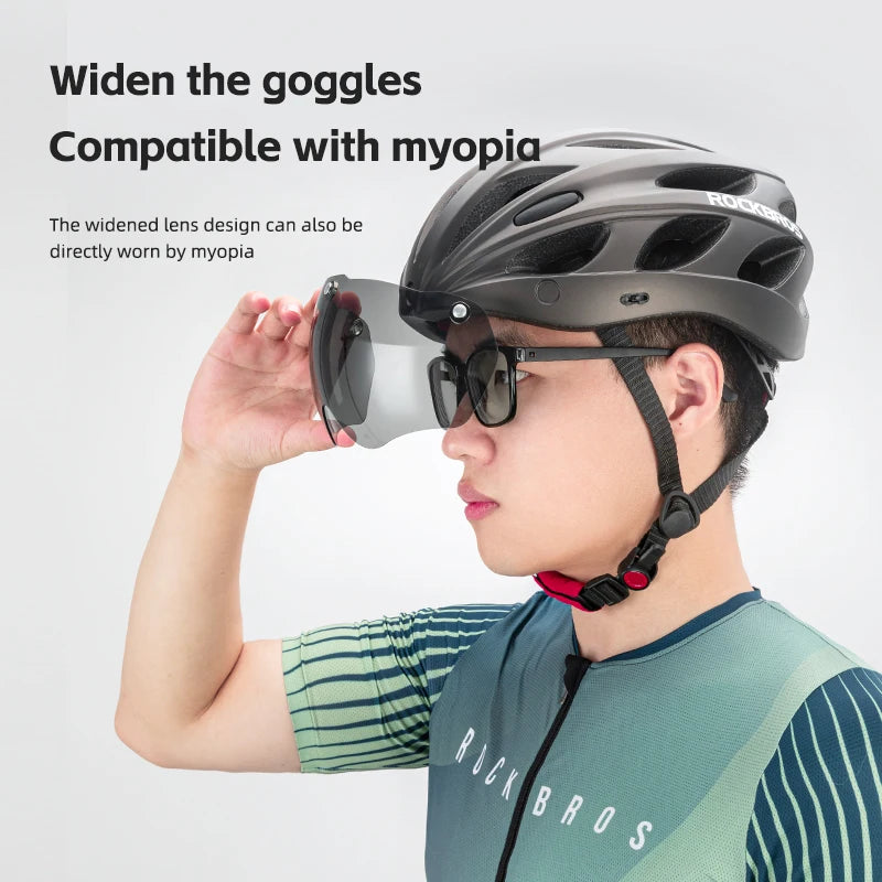 RockBros Cycling Helmet With Goggles Integrated Safety For Men Women