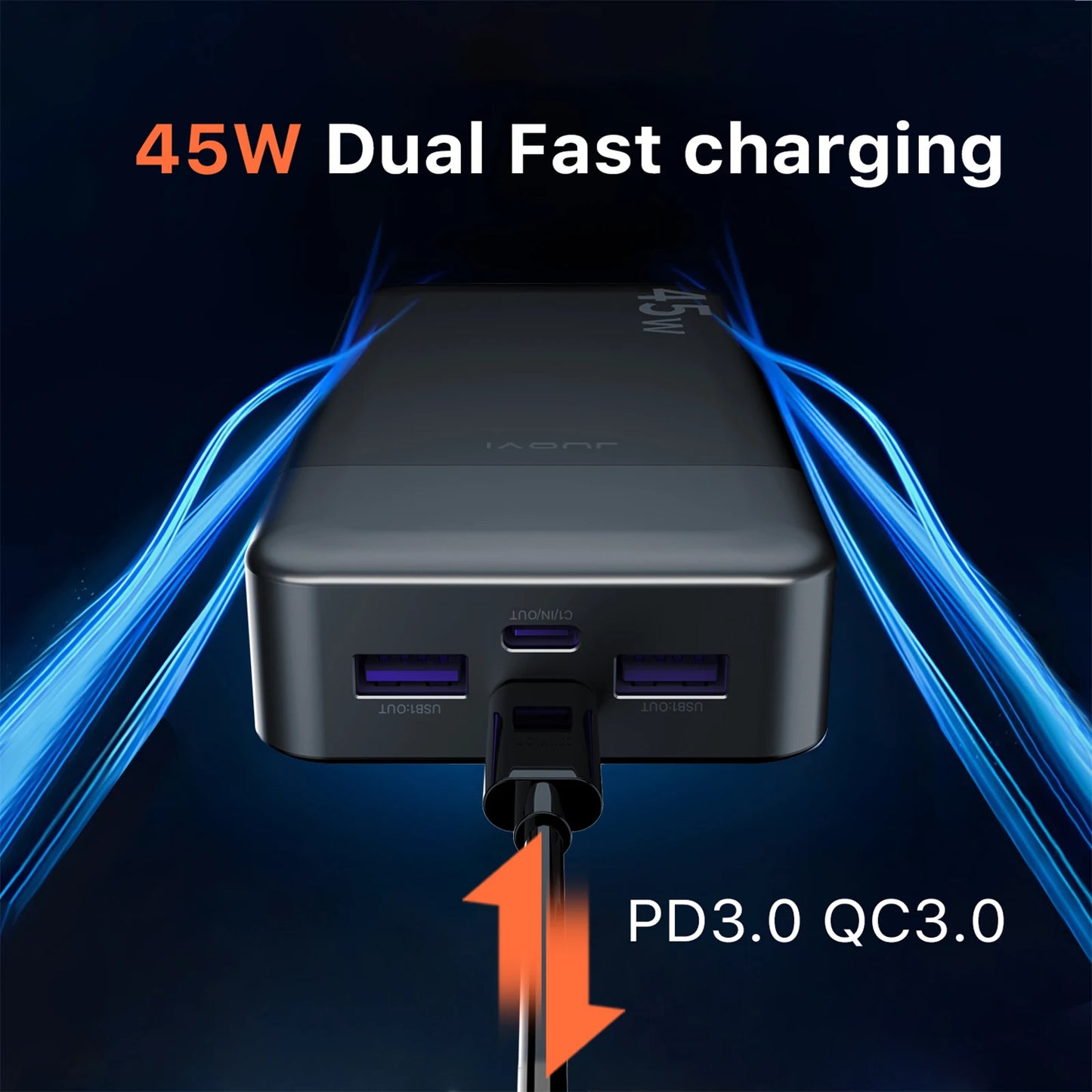 JUOVI Fast Charging Power Bank 45W Portable Charger With LED Display