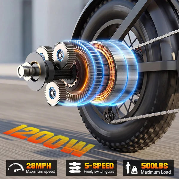 GT600 1200W All-Terrain Electric Motorcycle 48V Battery