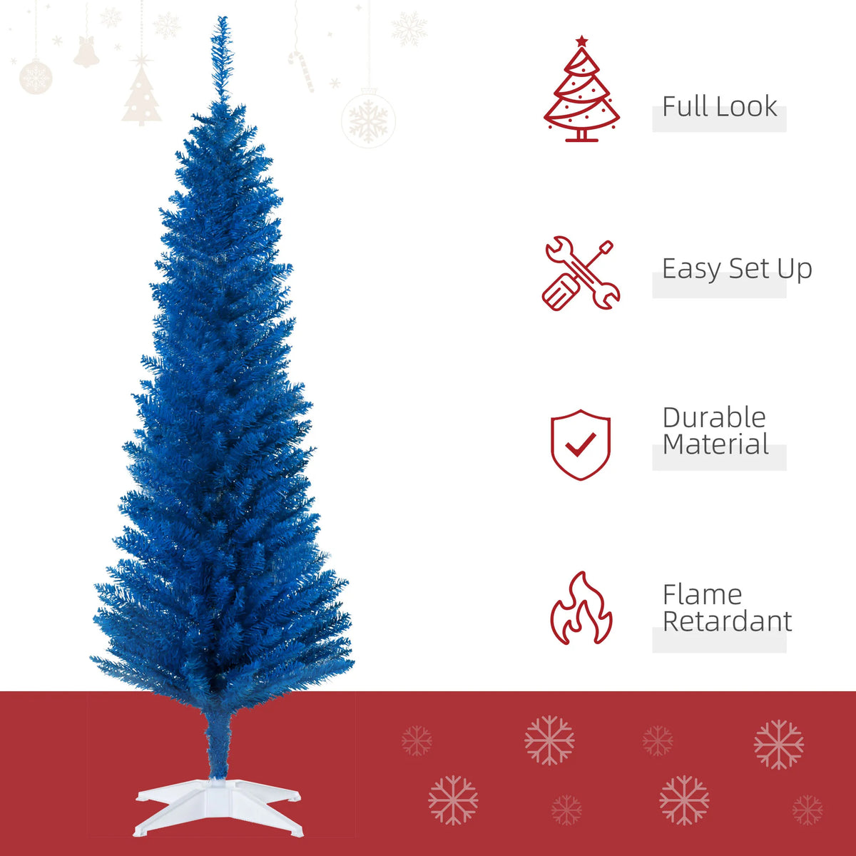 HOMCOM Artificial Pencil Christmas Tree With Realistic Branch Tips