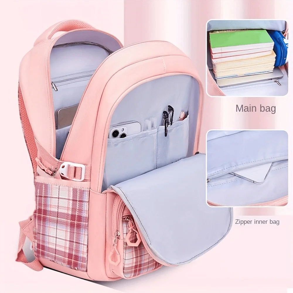 Lightweight Student Backpack With Reflective Strips And Multiple Pockets
