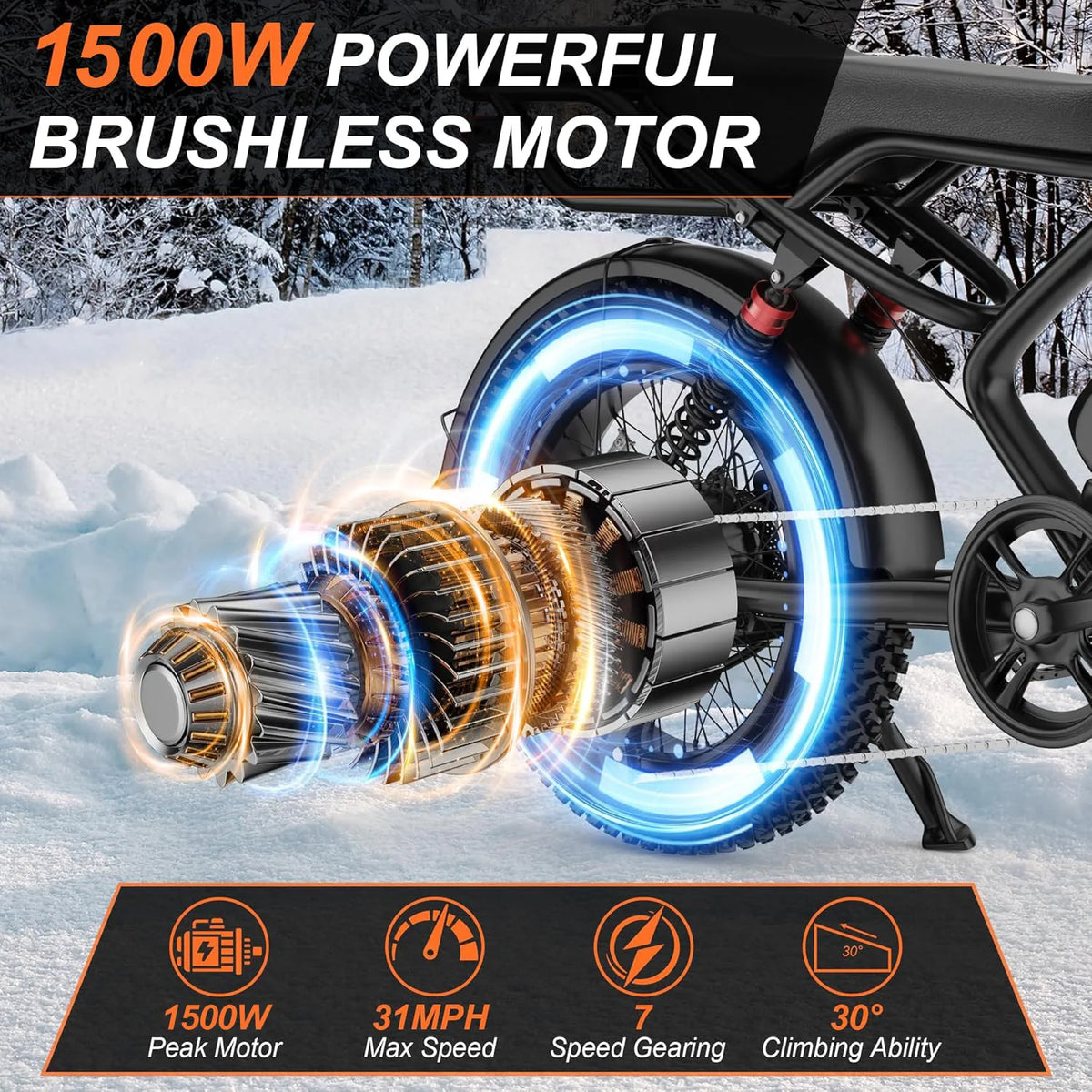 Aovopro Fat Tire Electric Bicycle With Powerful Brushless Motor
