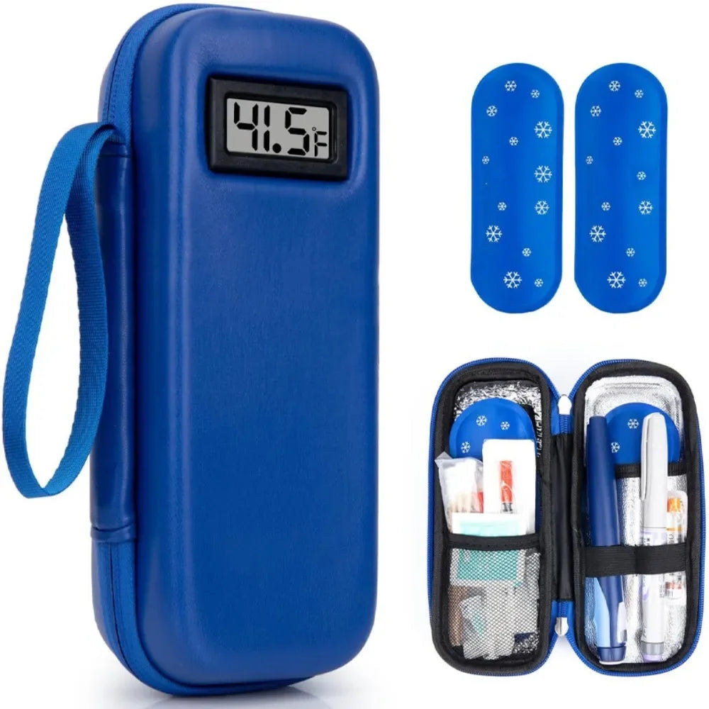 ISKYBOB Waterproof Insulin Cooler Travel Case With Thermometer Display