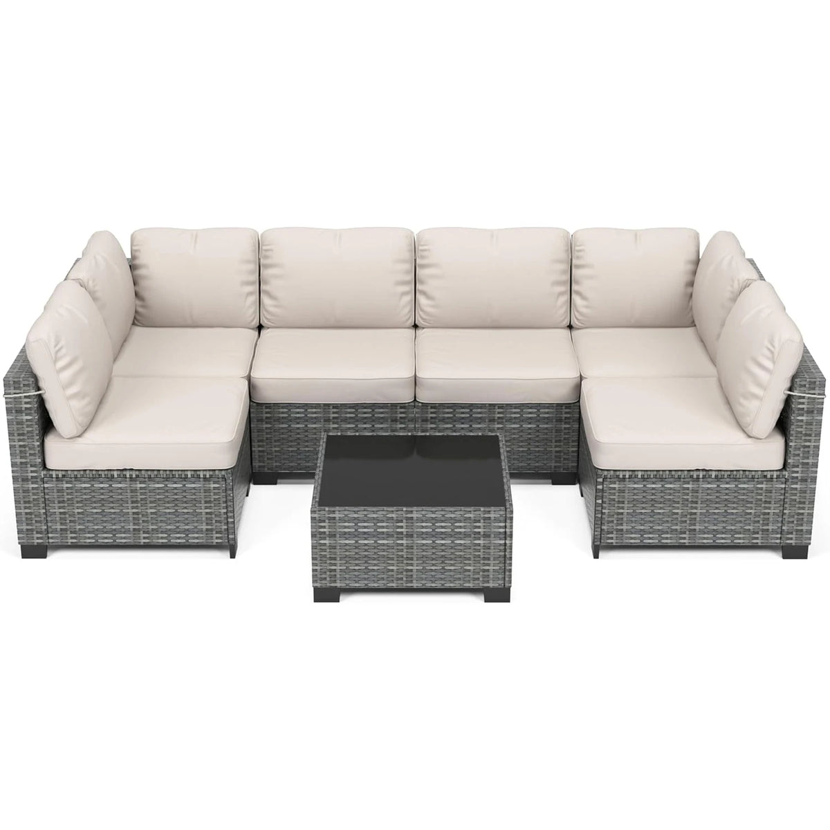 HiMISS Modular Outdoor Rattan Sectional Sofa Set For Garden Patios