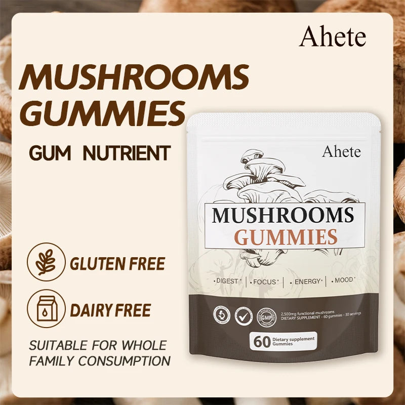 Ahete Mushroom Gummies Seven Mushroom Blend For Digestive Support
