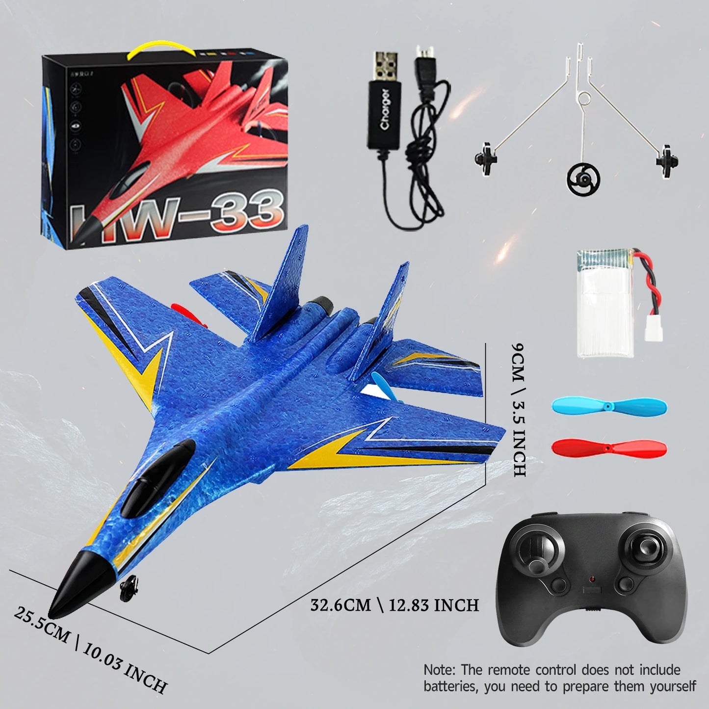 HW33 RC Fighter Jet Toy With 6-Axis Gyroscope Foam Airframe
