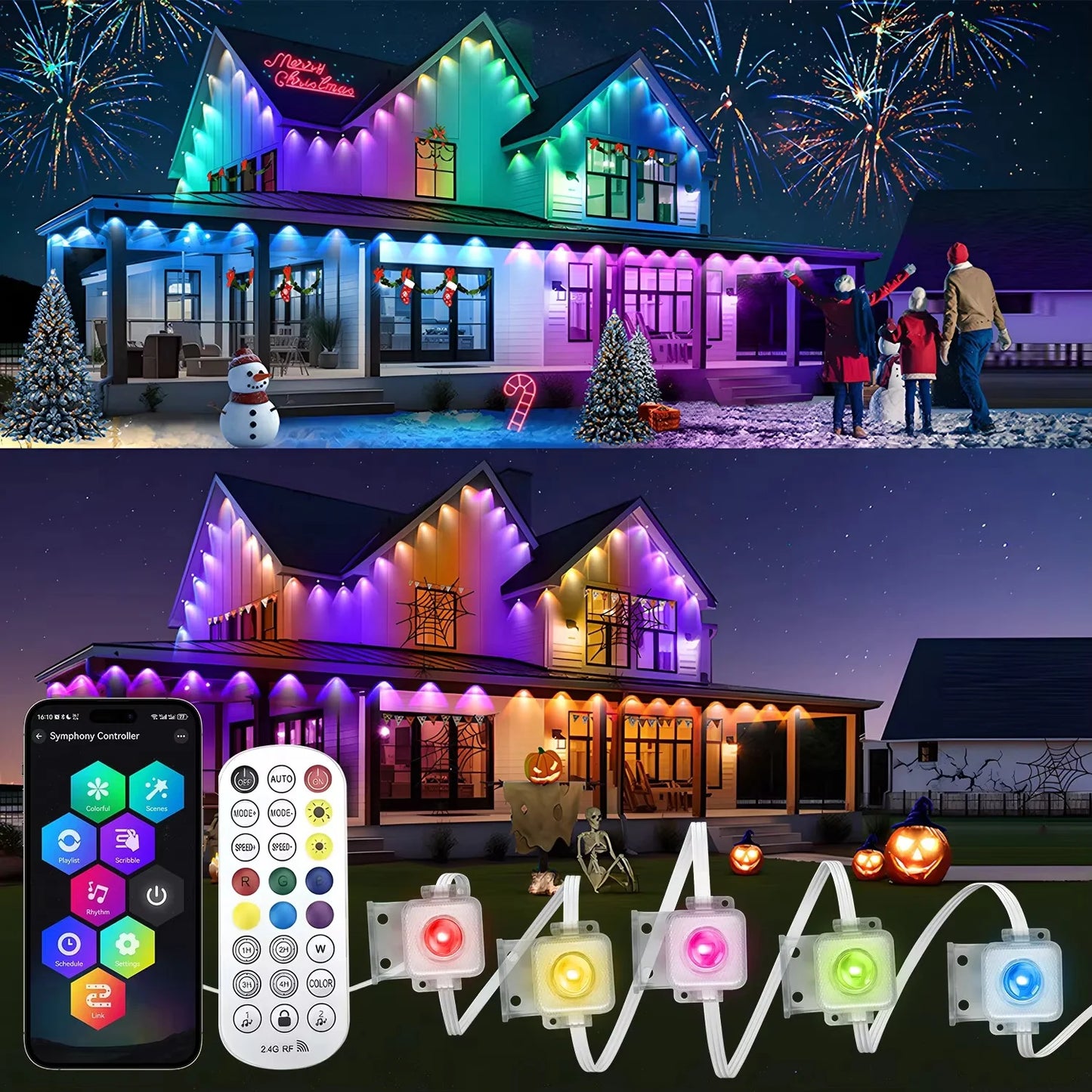 Smart Permanent Eaves Lights IP67 Waterproof LED String App Music
