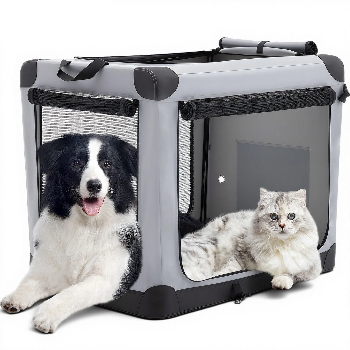 JHK Foldable Soft Dog Crate With Three Durable Doors
