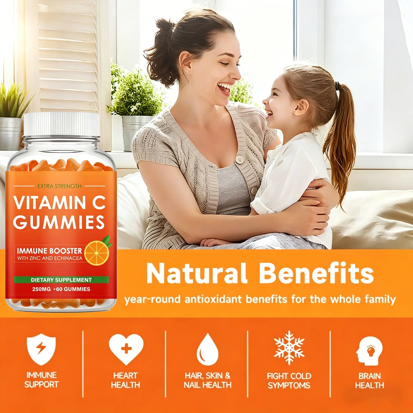 Vitamin C Gummies Immune Support Antioxidant Boost 60 Count