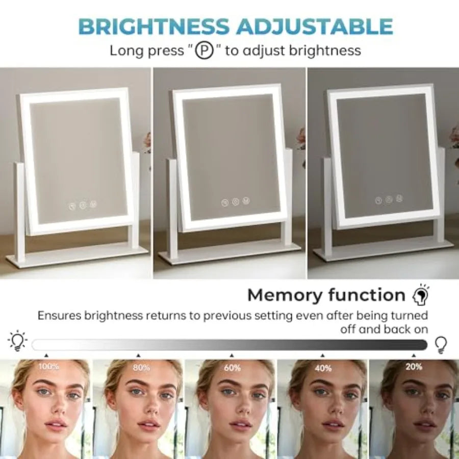 Lighted Makeup Vanity Mirror With Dimmable Touch Controls And Rotation