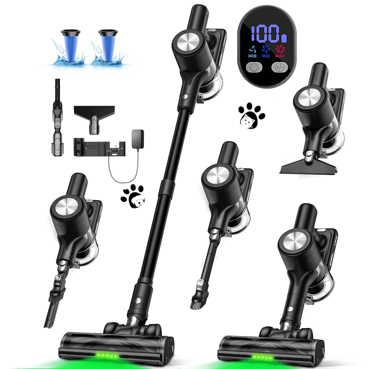SUXIANGVAC Cordless Vacuum Cleaner 500W 55KPa Self Standing LED Screen