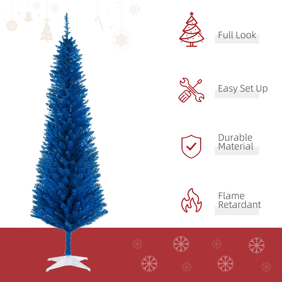 HOMCOM Artificial Pencil Christmas Tree With Realistic Branch Tips
