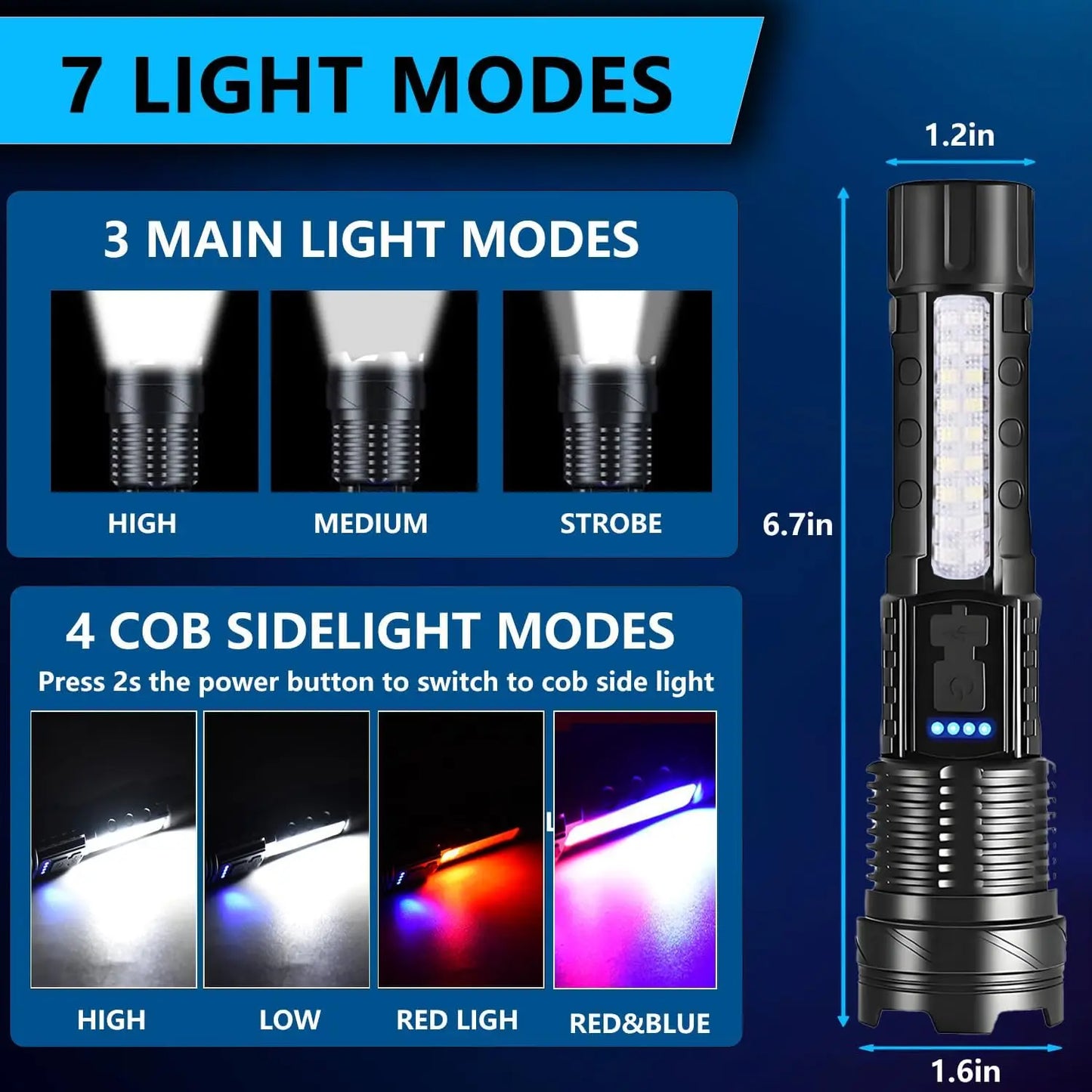 Two Pack Rechargeable Flashlight With Zoomable LED