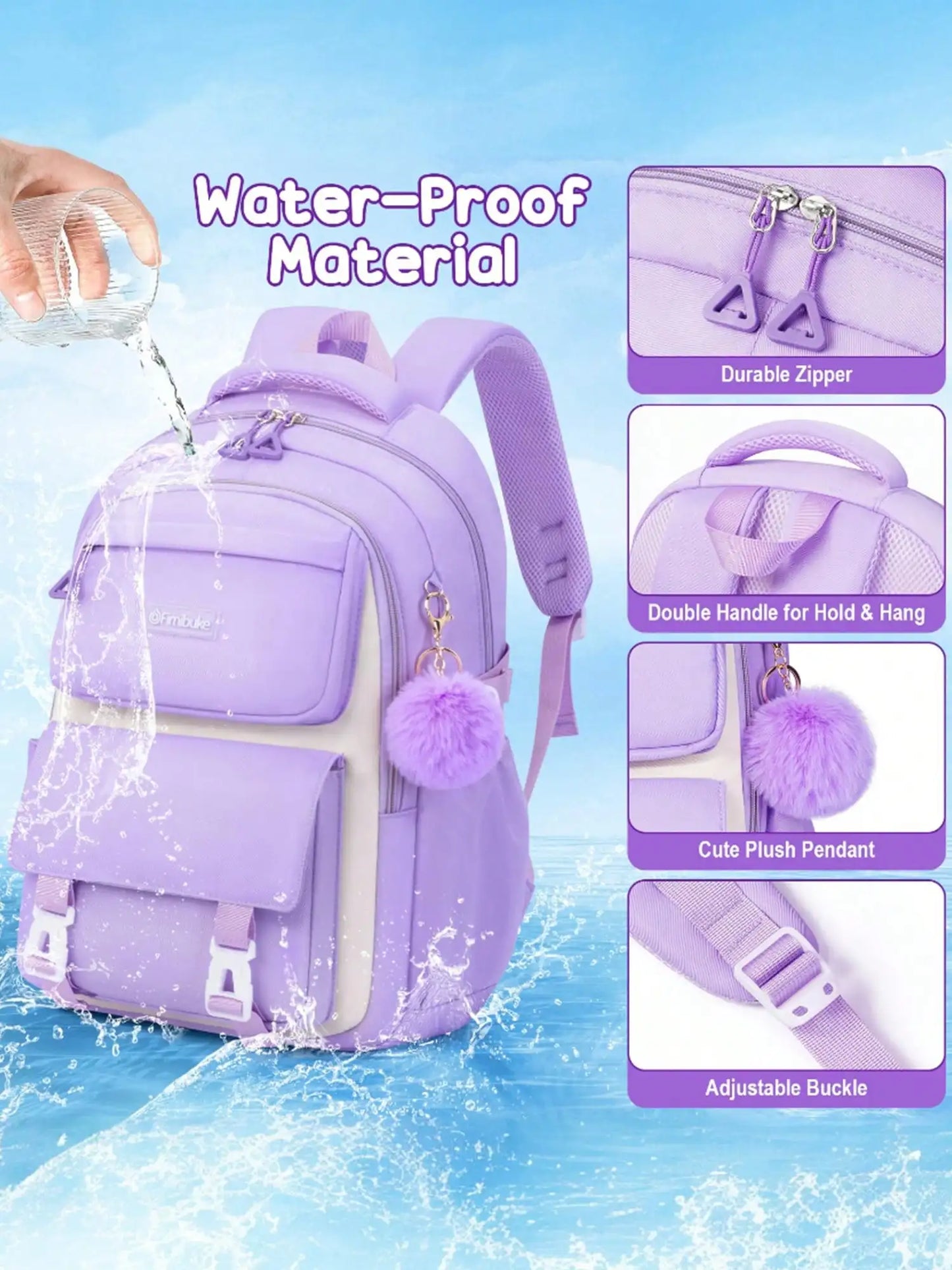Youth Nylon Backpack Set With Lunch Box And Pen Case