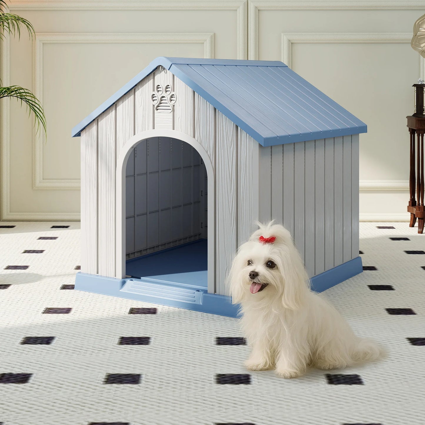 Small Basic Plastic Weatherproof Dog House For Indoor Outdoor Use