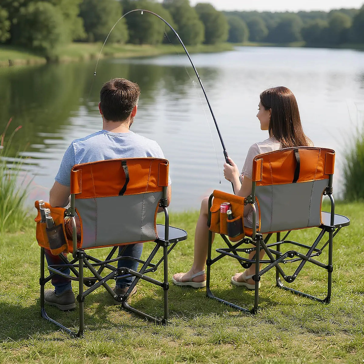 Tacleekii Oversized Folding Camping Chair With Side Table And Pocket