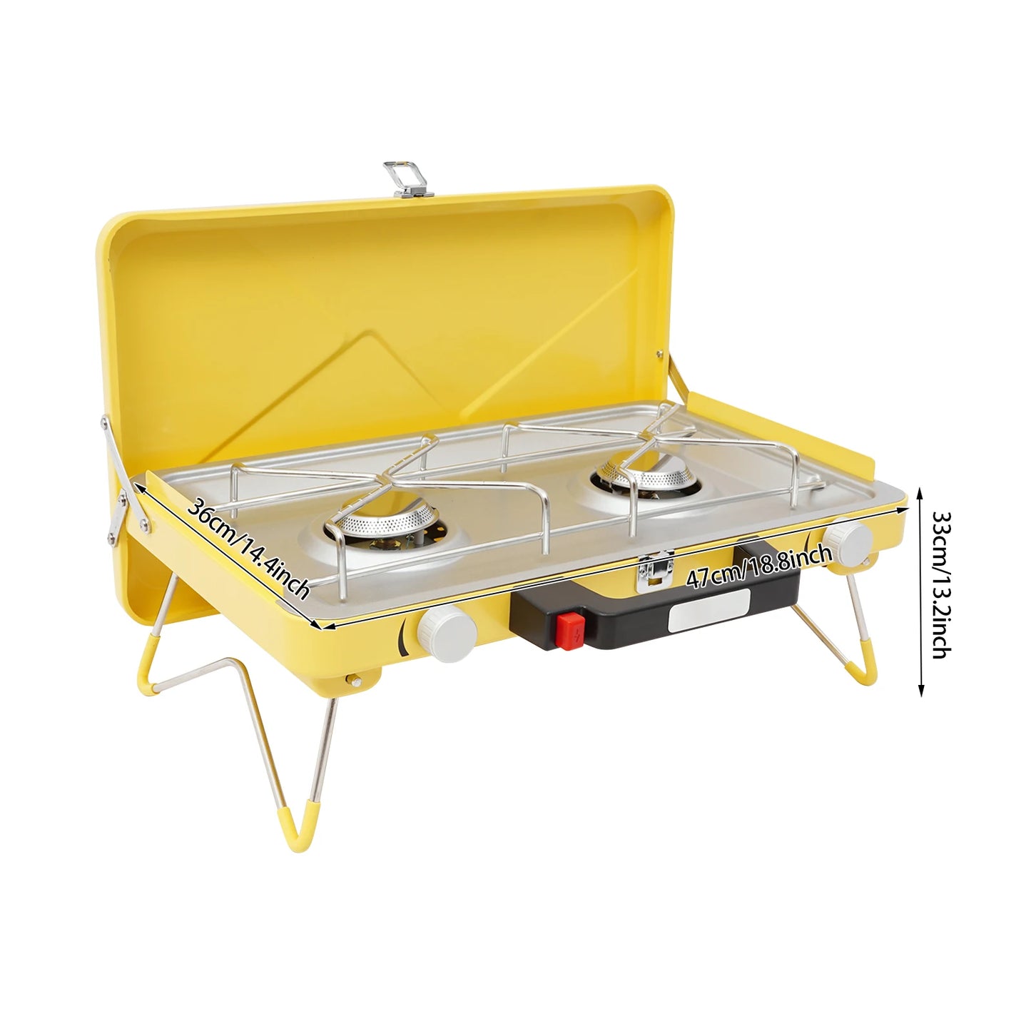 Portable Outdoor Gas Stove Two-Burner 3500W With Windshield For Camping