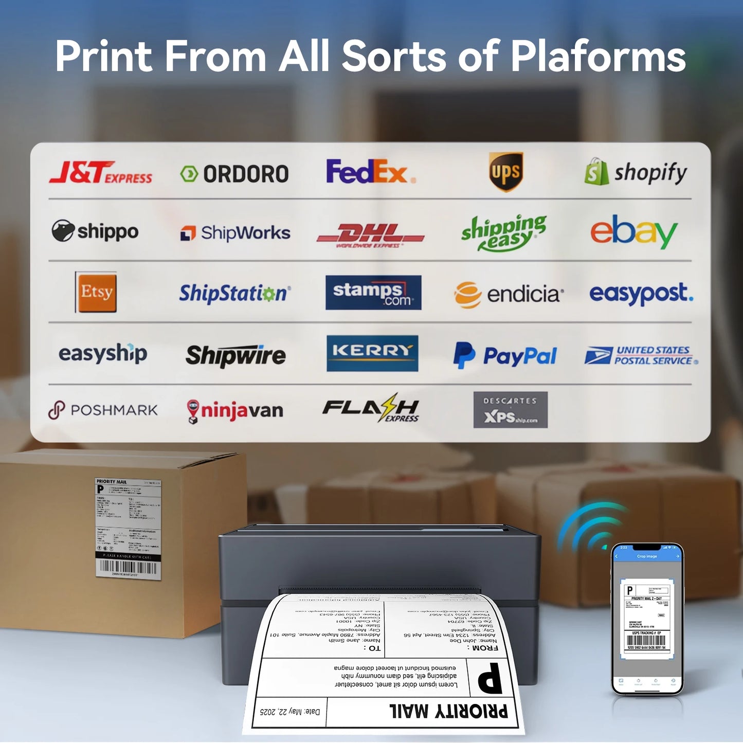 TakeYou Thermal Label Printer Portable Bluetooth USB 203 DPI