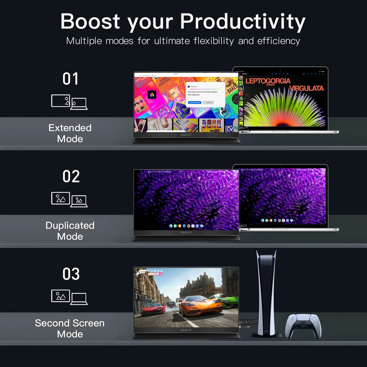 WUAWE Portable Laptop Monitor With USB C HDMI HDR Display