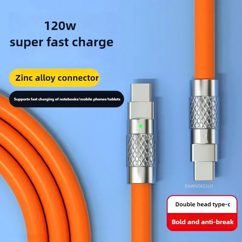 120W 7A USB-C To USB-C Fast Charge Cable Type-C Silicone