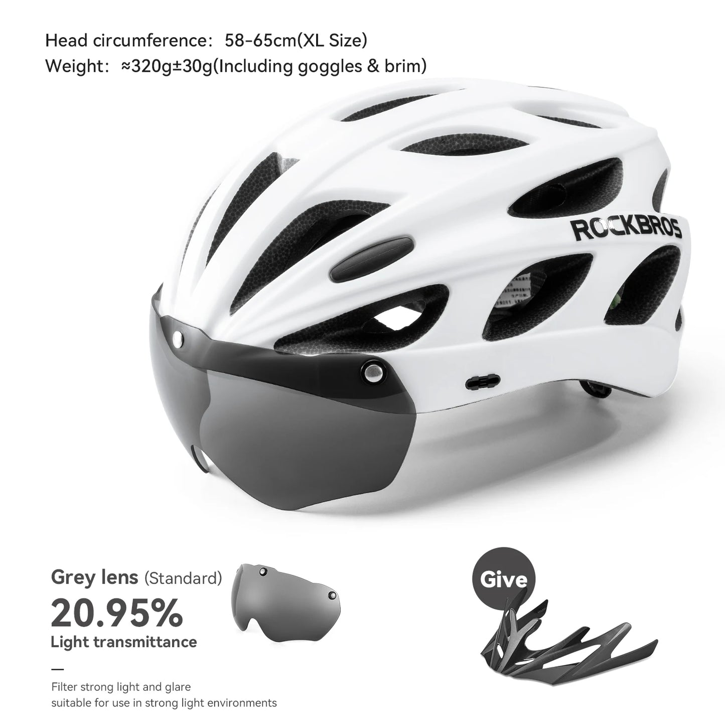 RockBros Cycling Helmet With Goggles Integrated Safety For Men Women