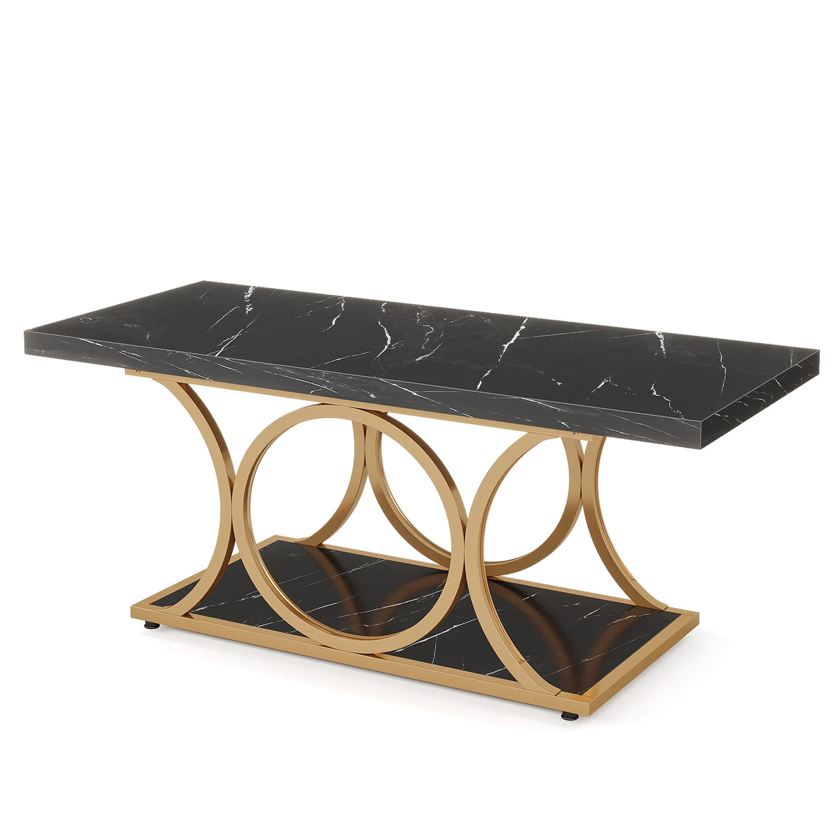 Tribesigns Modern Rectangle Two Tier Faux Marble Wood Coffee Table